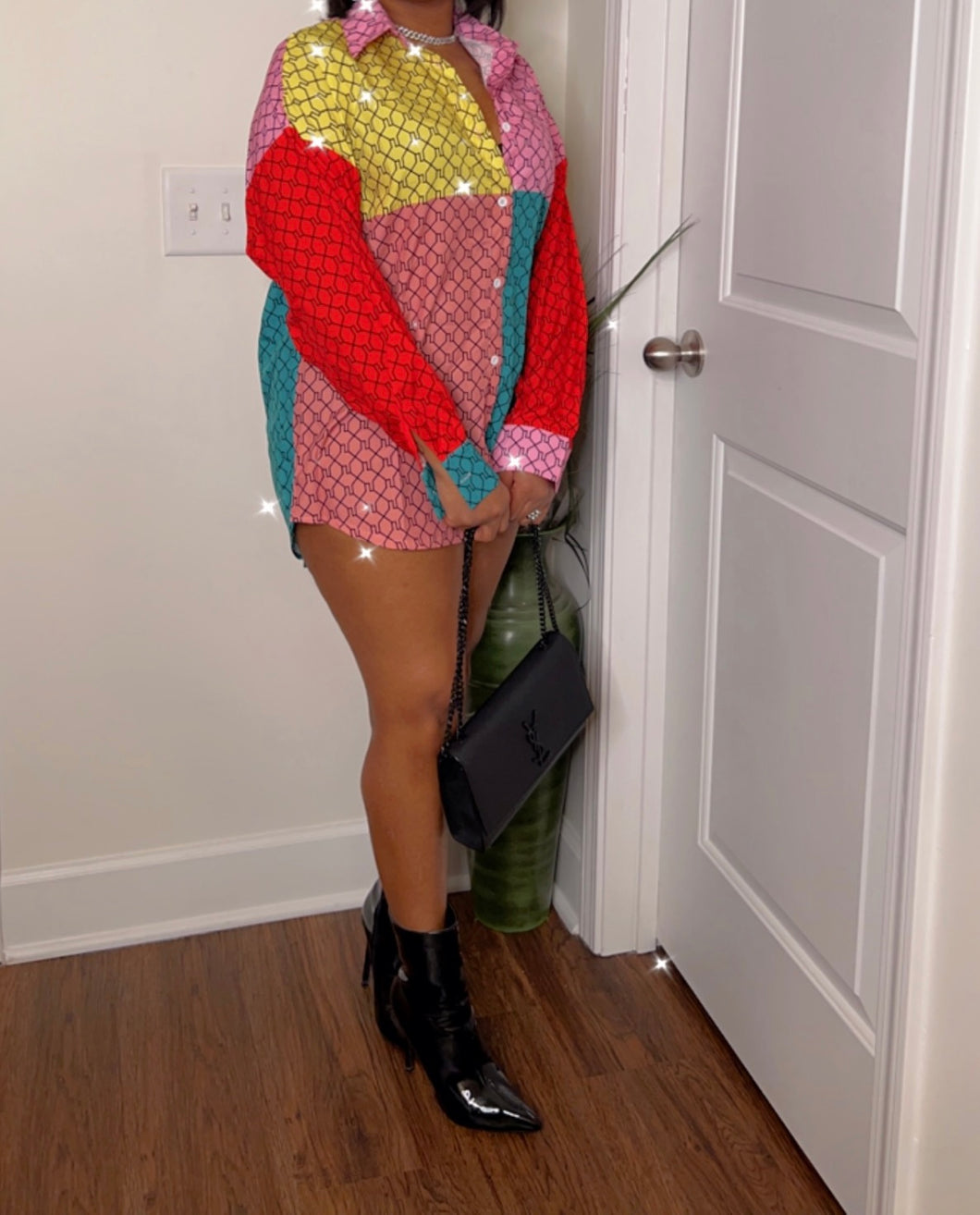 Color Block Button Up